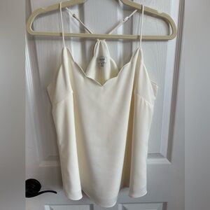 J. Crew Cream Scalloped-Edge Spaghetti Strap Top, Size 6